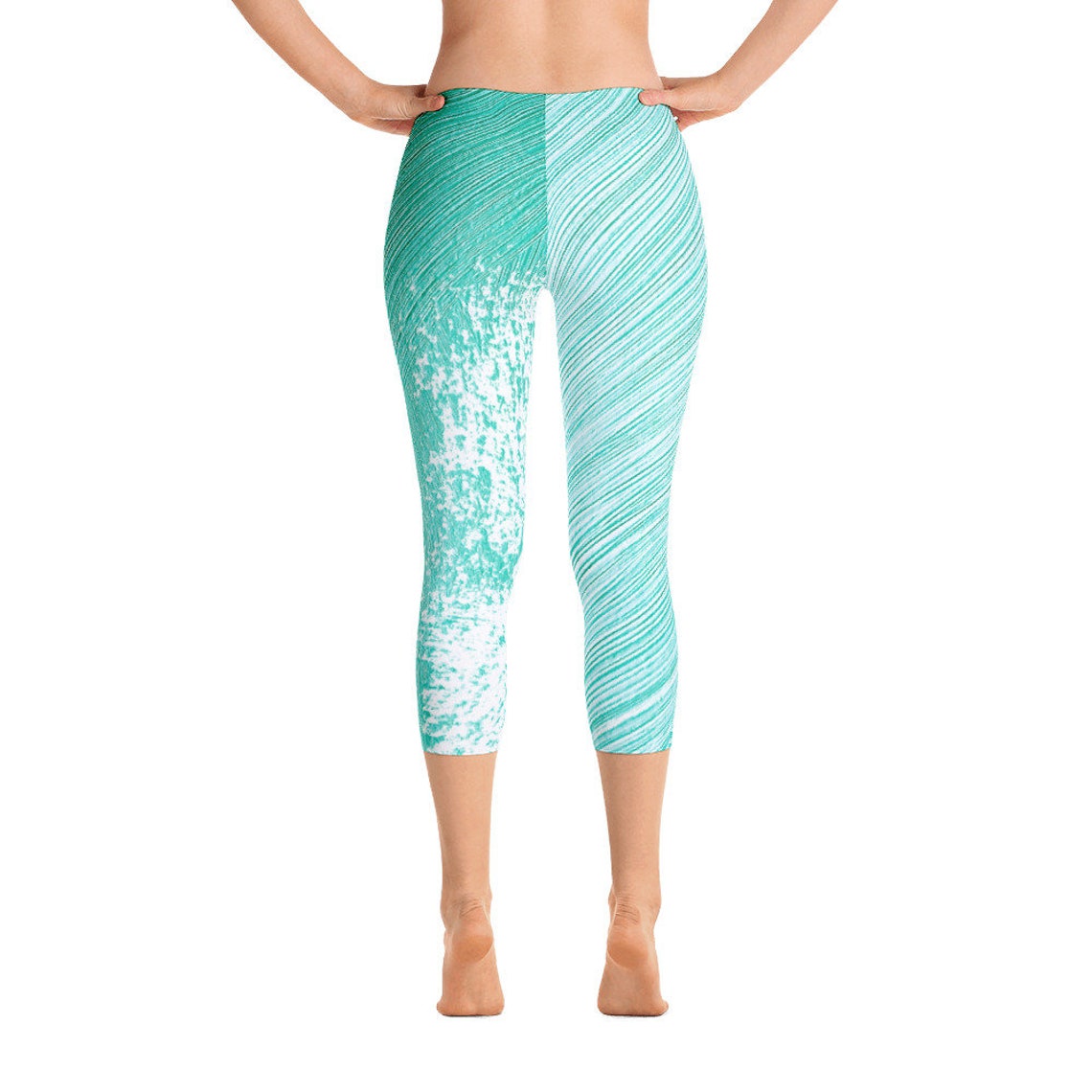 Turquoise Leggings Capris Yoga Legging Cropped Legging | Etsy