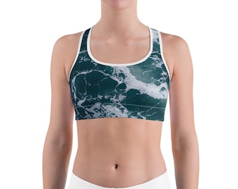 Ocean Wave Sports Bra: Racerback Activewear Workout Bra