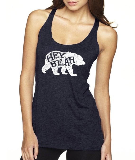 Hiking Tank - Outdoorsy Shirt - Hey Bear Hikers Tee - Activewear Flowy Workout Top - West Coast