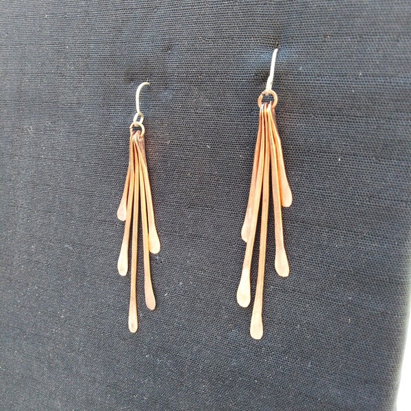 Copper Earrings, Handforged Stacking Edges, Drop Earrings, Minimal Chic, Handmade Copper jewellery, Made to Order - FLAMES -