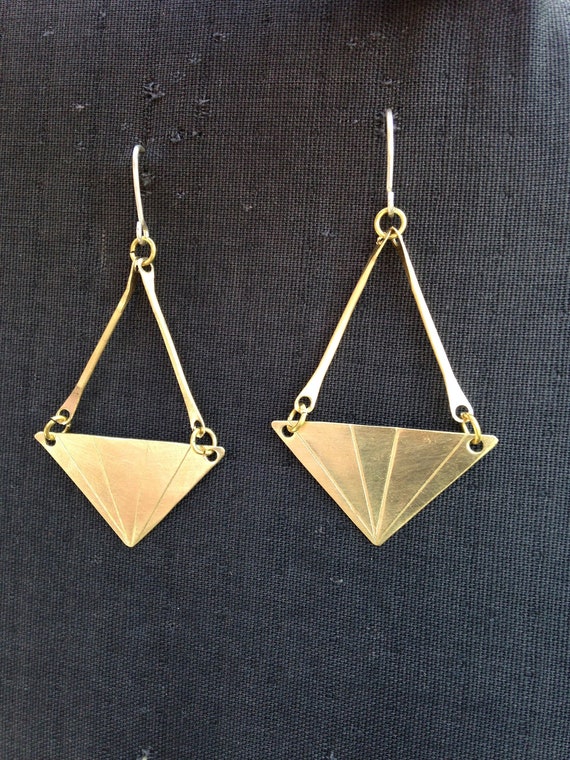 Gold Brass Earrings Handmade Earrings Original Jewellery | Etsy