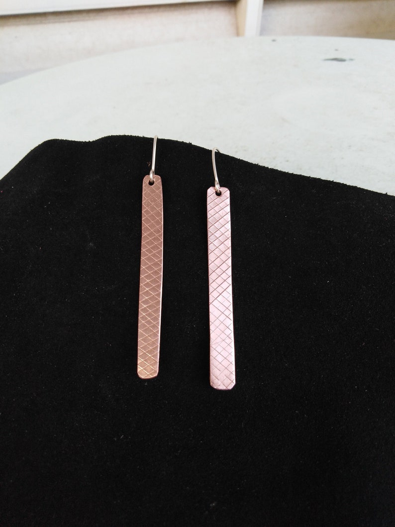 Engraved Copper Earrings Original Handmade Jewelry Made to Order Minimal jewelry TWIN CELLS Minimal Earrings