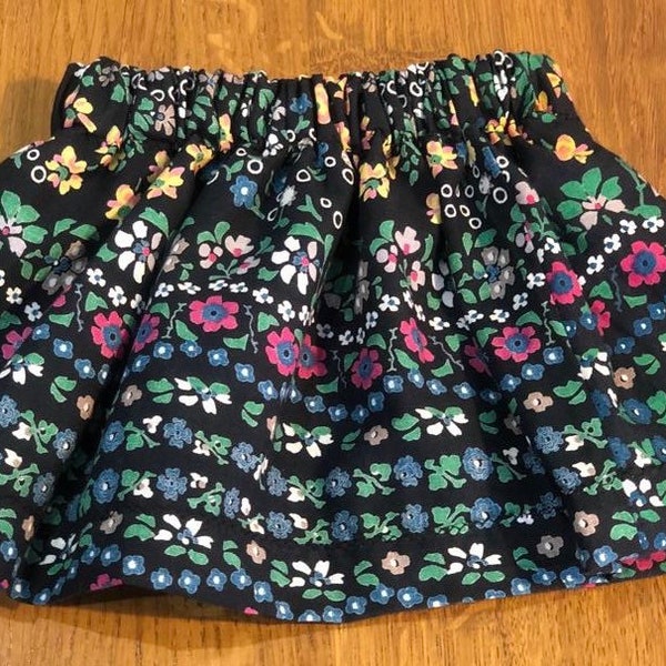 Black Floral Skirt - Elasticated Waist- 6-9months