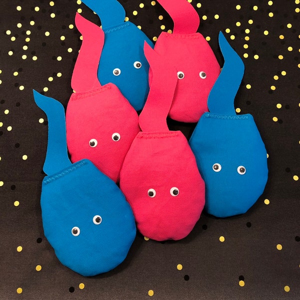 Choose your Colors! 6 Sperm Bean Bags! Great for Cornhole and Baggo - Baby Shower - Bachelorette - Bachelor - Gender Reveal Party - Bag Toss