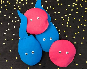 Sperm and Egg Bean Bags: Bachelorette, Baby Shower, Gender Reveal Corn Hole Game Gag Gift (set of 4)