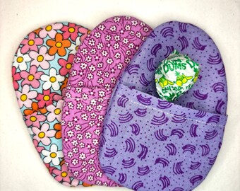 3 Vintage Pink & Purple Fabric Easter Eggs - Plastic Free Reusable Handmade Pocket  Egg Bundle for Baskets Hunt - Cute Candy, Toy Gift Wrap