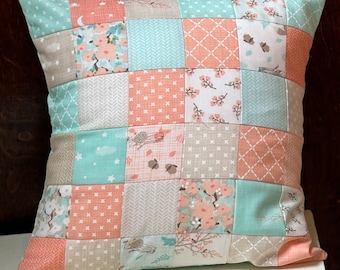 Patchwork Kids Pillow: 12" Cotton Playful Accent Pillow