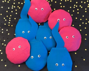 Custom Sperm and Egg Bean Bags: Bachelorette, Baby Shower, Gender Reveal Corn Hole Game (set of 8)
