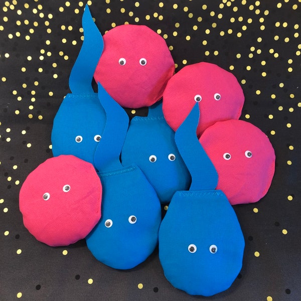 Custom Sperm and Egg Bean Bags: Bachelorette, Baby Shower, Gender Reveal Corn Hole Game (set of 8)