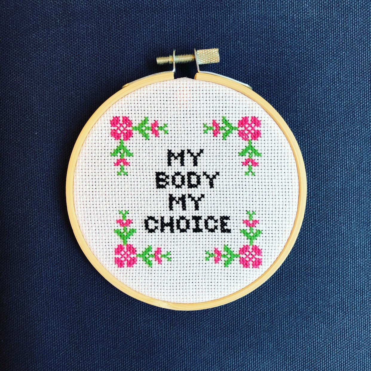 50% of procedes to ACLU My Body My Choice Cross Stitch in | Etsy