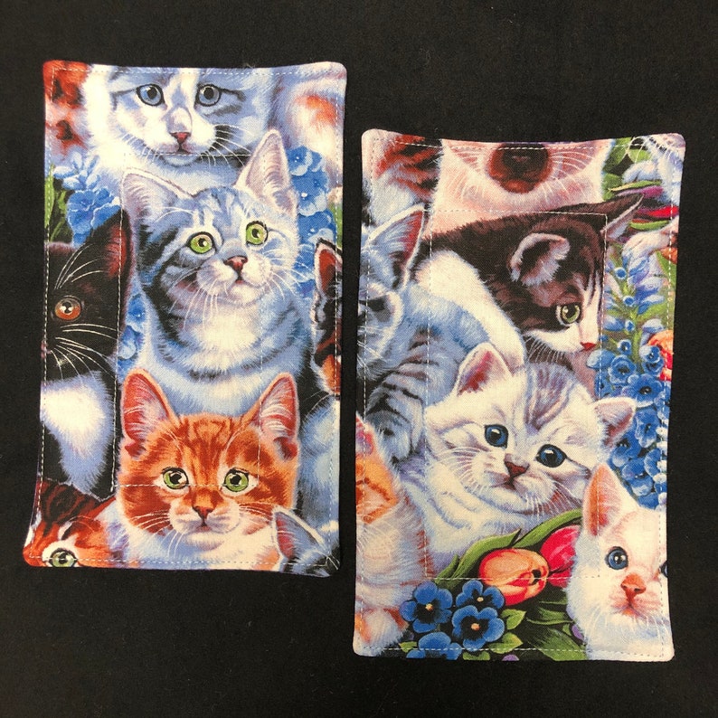 Set or Single Baseball Kitty Cat Collage Quilted Mug Rugs 100/% Cotton and Machine Washable Whiskers /& Eyes Coaster for Cup and Snack