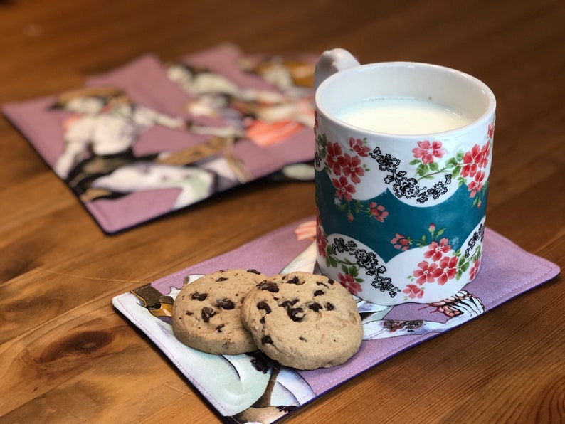 Set or Single Baseball Kitty Cat Collage Quilted Mug Rugs 100/% Cotton and Machine Washable Whiskers /& Eyes Coaster for Cup and Snack