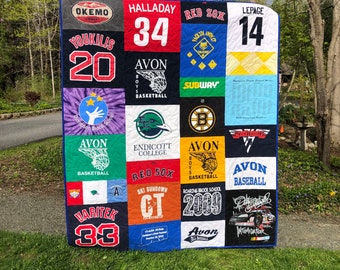 T-Shirt Quilt made from YOUR Shirts or other clothing items! Handmade! Throw size, Twin or Queen Blanket. Completely Custom one of a kind