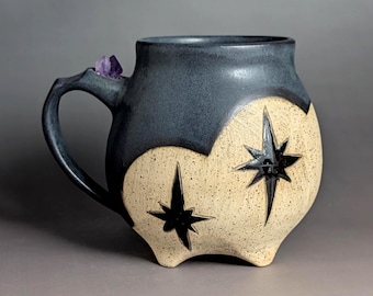19oz Shining Amethyst Crystal Cauldron C Handmade Pottery Mug