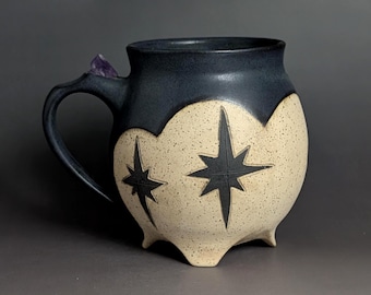 20oz Amethyst Crystal Cauldron C Handmade Pottery Mug