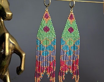 Mermaid Classic and Copper Beaded Fringe Earrings