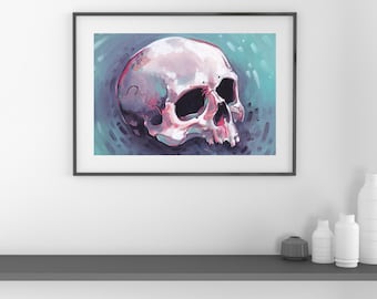Aqua Skull Art Print 5x7