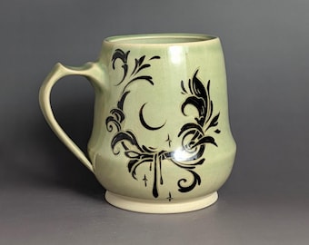 16oz Embellished Moon B Handmade Pottery Mug