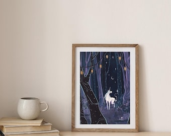 Unicorn Night Art Print 5x7
