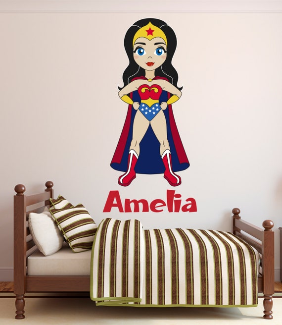 Wonder Woman Wall Decal Custom Name Wall Decal Wonder Girl Etsy