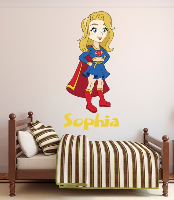 supergirl wall decal personalized name wall decal super | etsy