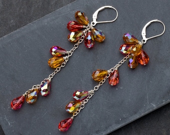Swarovski Crystal Drop Earrings: Sterling Silver Burlesque Dangles