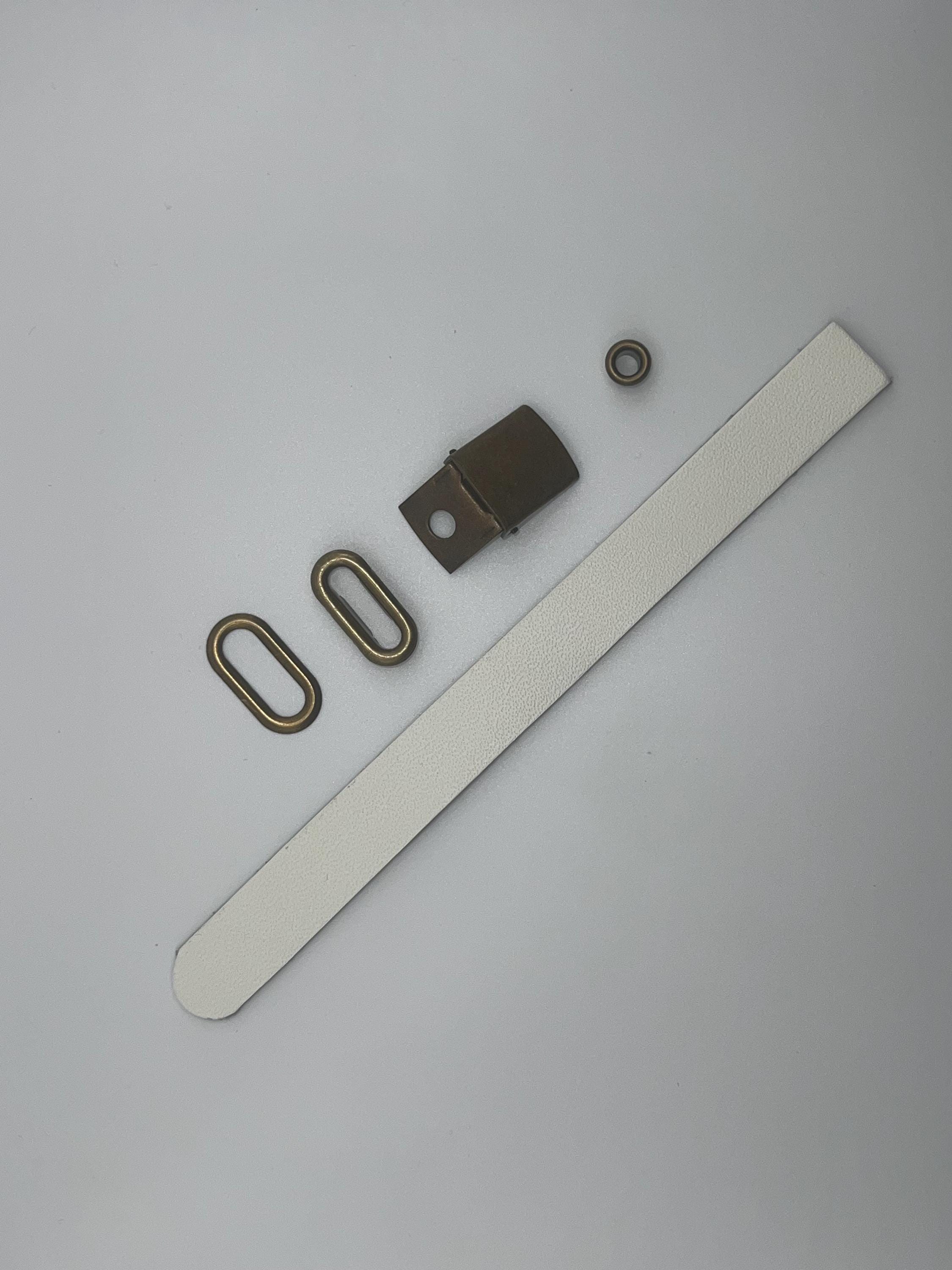 Wholesale White Leather 5 Panel Hat Straps & Antique Brass Buckle ...