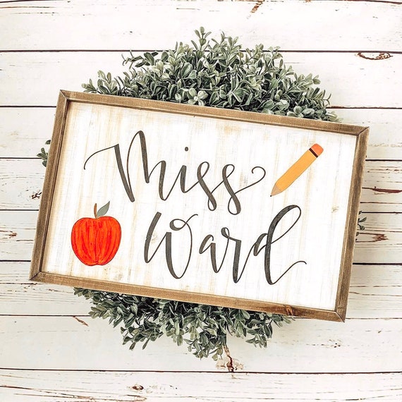 Teacher Name Sign Teacher Door Sign Wood Teacher Sign Etsy