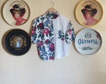 90s Fritzi Floral Cropped Blouse
