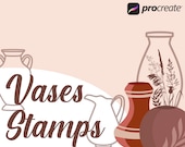Procreate Vase Stamps, Empty Vases Stamps, Boho Vases for Procreate, Vase - Plants - Flower Pot stamps