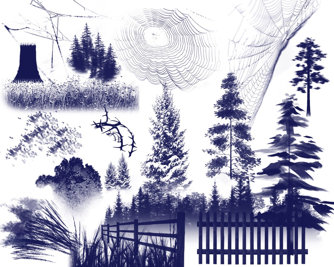 Landscape Brush Set for Procreate Nature Stamps Trees Stamps | Etsy