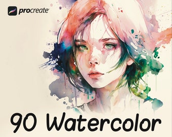Watercolor Brushes for Procreate, Paper Textures Kit (Instant Download)