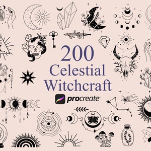 200 Sellos de Brujería Celestial Procrear, Sellos Místicos Procrear, Sellos Celestiales, Sellos Boho, Sellos de Bruja, Sello Mágico Procreate