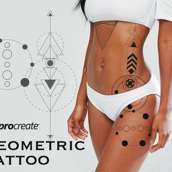 200 minimalist Tattoo procreate brushes , geometrical stamps, minimalism tattoo, tattoo stamps, sacred geometry, tattoo artist , geometry