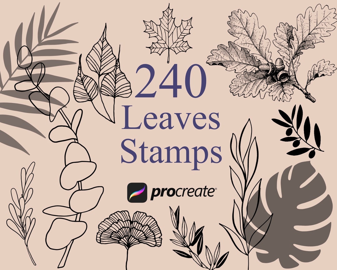 240 Tropical Leaf Procreate Stamps | Jungle Botanical Brush Set - Etsy