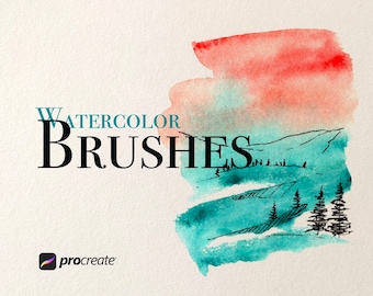 80 Watercolor Brushes for Procreate, watercolor brush set for ipad, Procreate watercolor stamps, Instant download