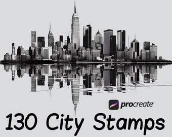 130 Procreate Cityscape Stamps, Procreate City skyline, Manga City Brushes, City Silhouette, Procreate Building Stamps, Procreate Landscape