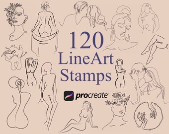 120 LineArt Procreate Stamps | Minimalist Art | Procreate Woman Stamps | Tattoo procreate | Minimalist tattoo | Commercial use included