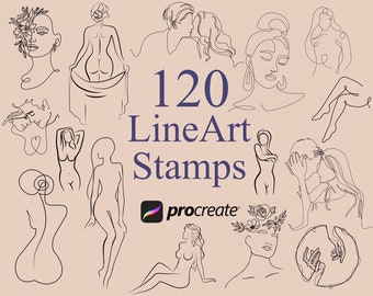 120 | lineArt Procreate | d’art minimaliste | de timbres pour femme procréer Tatouage procréer | Tatouage minimaliste | Utilisation commerciale incluse