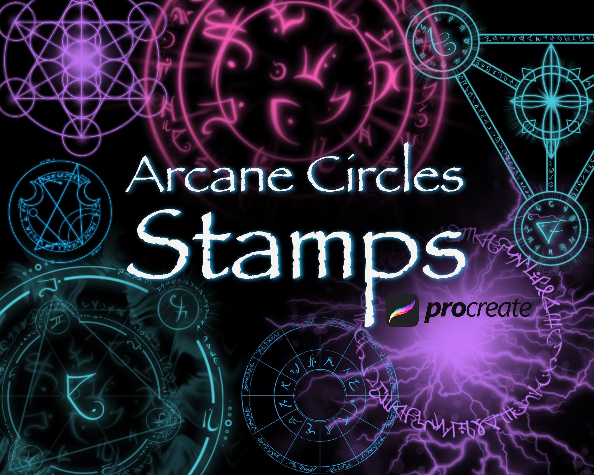 100 Sellos de Círculos Arcanos para Procreate – Set de Pinceles Místicos, Brujería y Alquimia