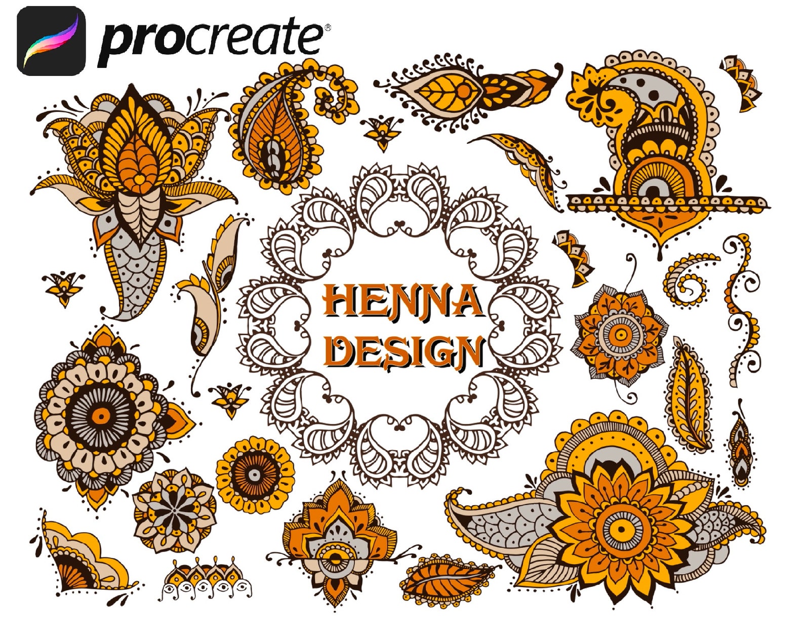70 Procreate Henna Stamps Procreate Tattoos Mehndi Henna Etsy