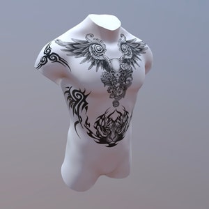 12 BUNDLE Procreate modèles 3D, modèle Procreate Tattoo, modèle femme 3D, modèle homme 3D, modèle de bras 3D, modèle de jambe 3D, modèle de torse 3D pour tatouage image 5