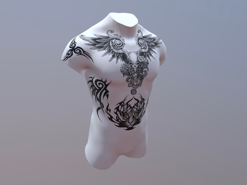 12 BUNDLE Modelli 3D Procreate, modello Procreate Tattoo, modello donna 3D, modello uomo 3D, modello braccio 3D, modello gamba 3D, modello torso 3D per tatuaggio immagine 5