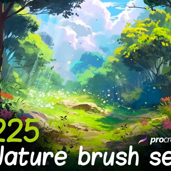 225 Nature Brushes Bundle for Procreate, Foliage brushes for Procreate, Nature brushset for Landscape, Anime Landscape brushes