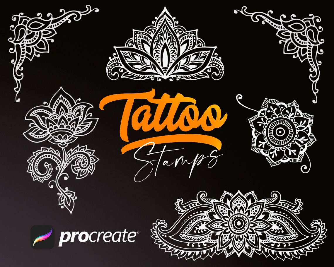 70 Henna Tattoo Stamps Procreate Tattoo Brushes Mehndi Etsy