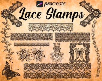 60 Procreate vintage Lace Ornaments, Timbres De Procréation Antique, Procréer, Timbres en Dentelle Ancienne