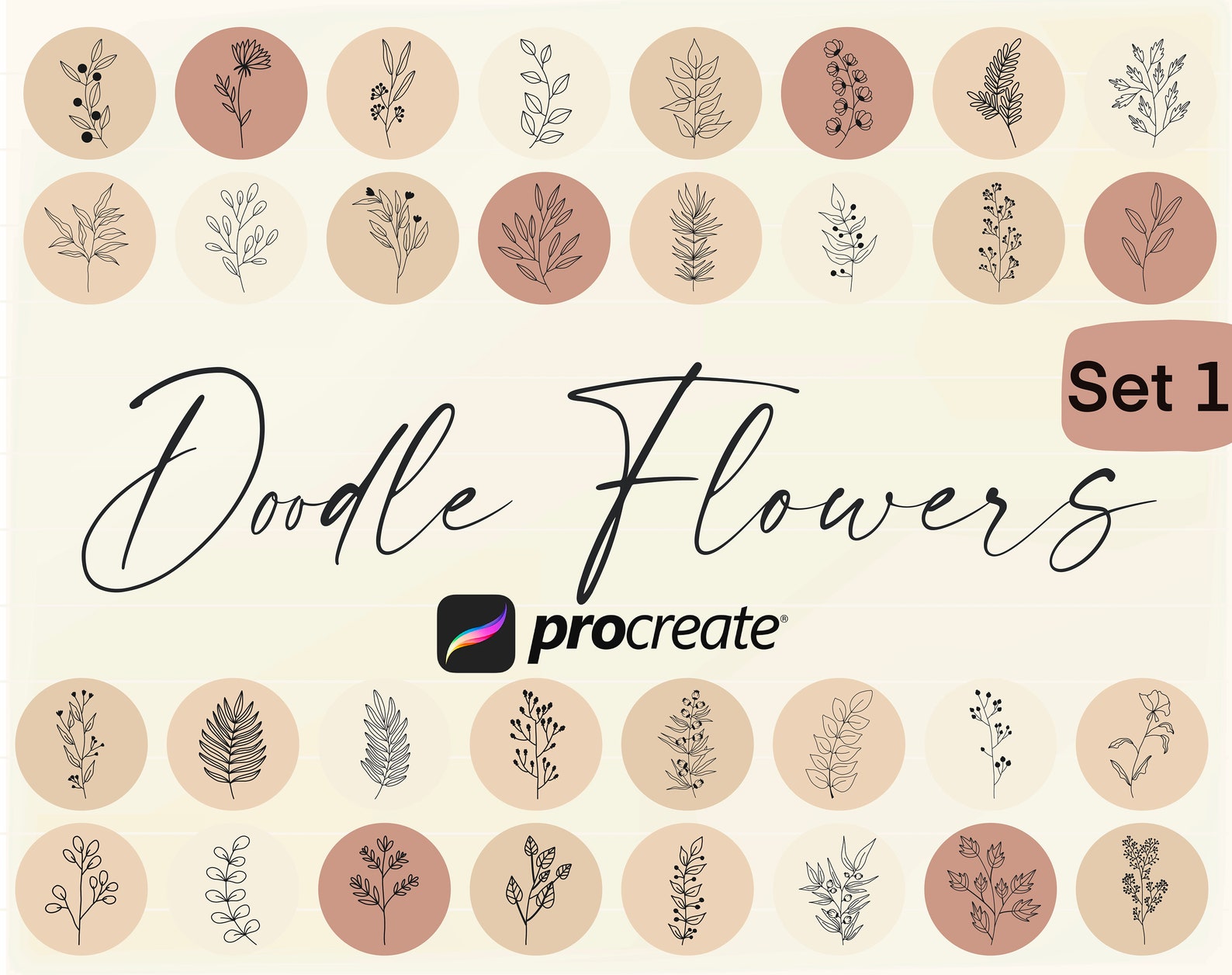Doodle stamps for procreate floral procreate stamps Etsy