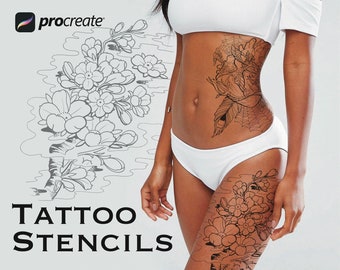 70 Tattoo Procreate Brush Set, Unique Stencil Stamps (Digital Download)
