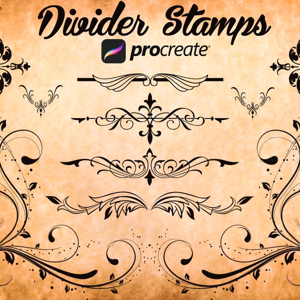 100 Procreat Dividers Stamps Pack, Wedding stamps, Frame, Dividers, Vintage, Lines, Stamp, Ornament, Ornate, Victorian, Retro