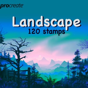 Ensemble de pinceaux de paysage pour procréer, timbres de nature, timbres d'arbres pour procréer, timbres de procréation pour paysage anime, timbres paysage anime